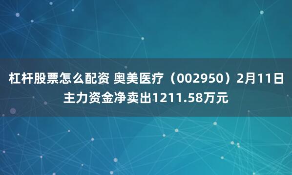 杠杆股票怎么配资 奥美医疗（002950）2月11日主力资金净卖出1211.58万元